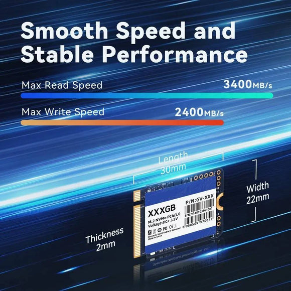 512GB Upgradeable M.2 NVMe 2230 SSD