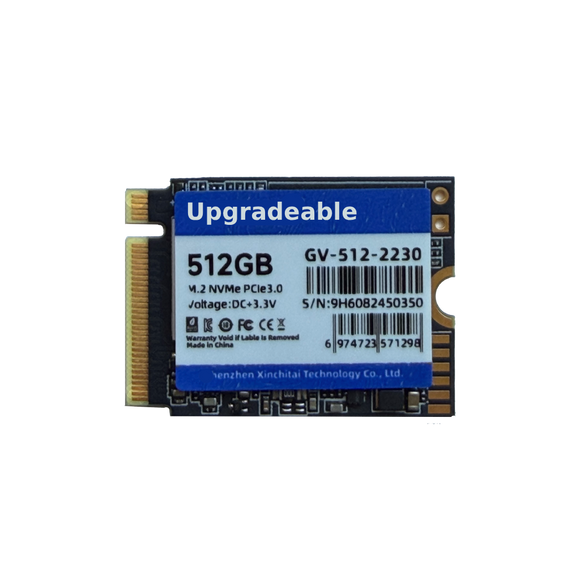 512GB Upgradeable M.2 NVMe 2230 SSD