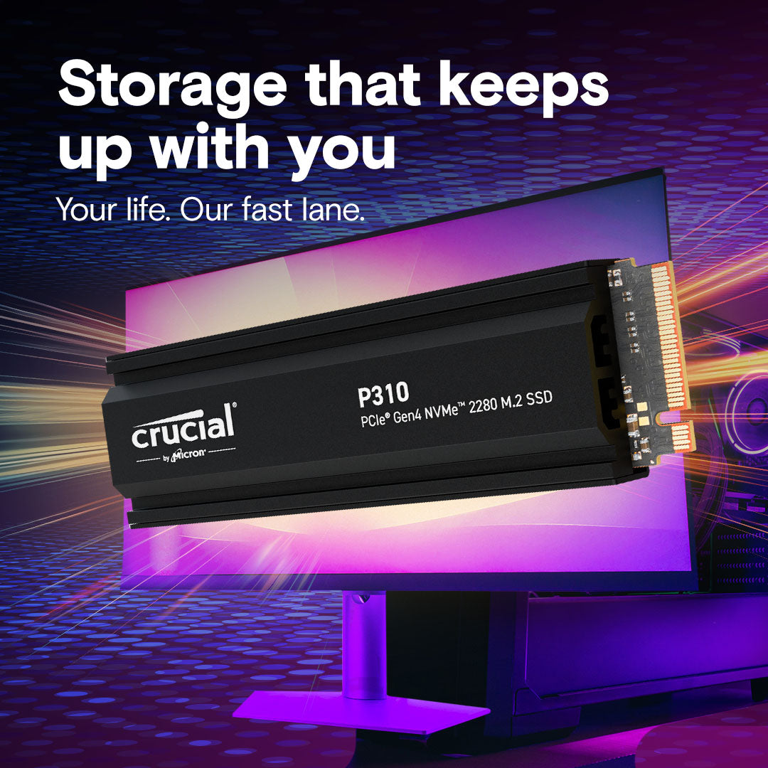 Crucial P310 2TB PCIe 4.0 x4, NVMe M.2 2280 Internal SSD with Heatsink